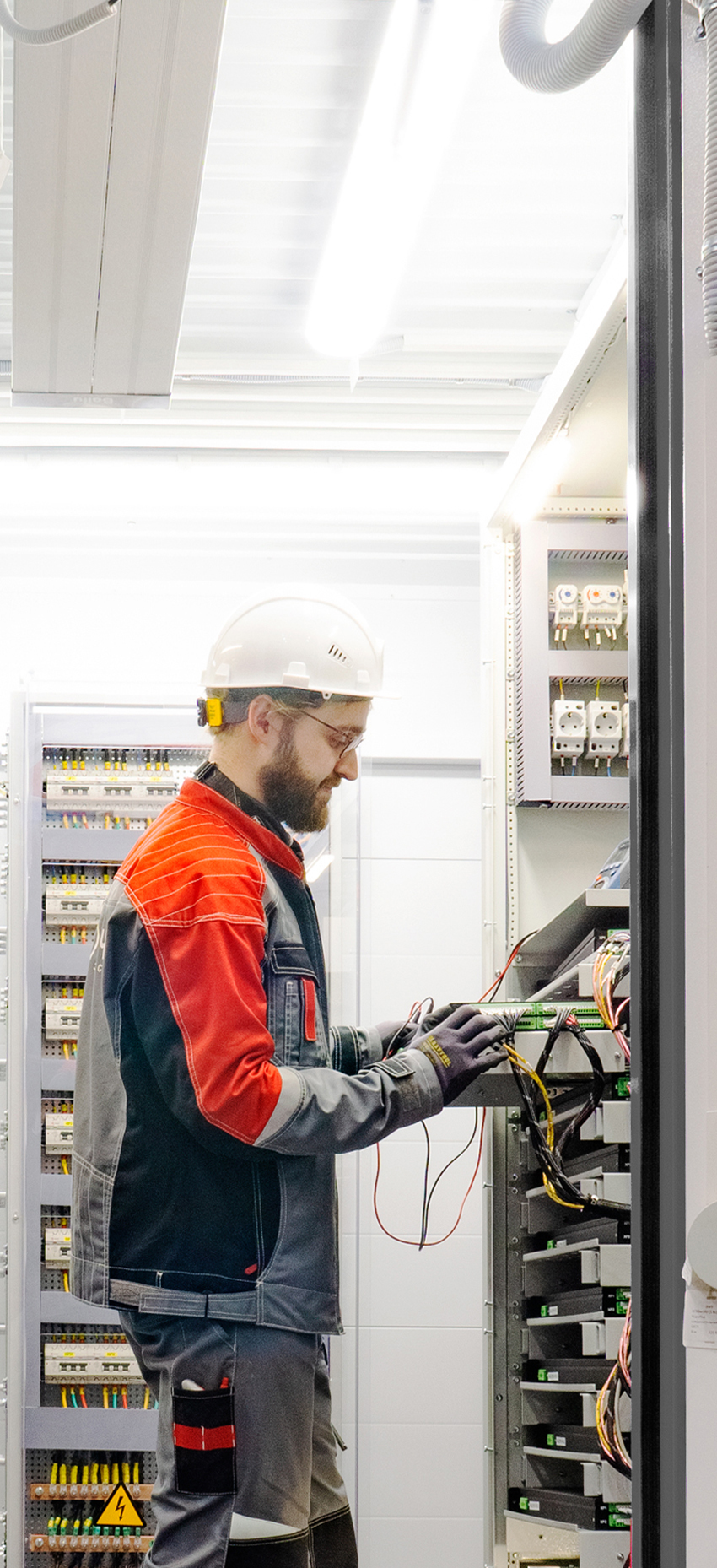 An employee works inside the station